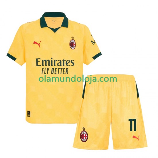 Camisola AC Milan Christian Pulisic 11 Criança Equipamento Terceiro 2025-2026 Manga Curta